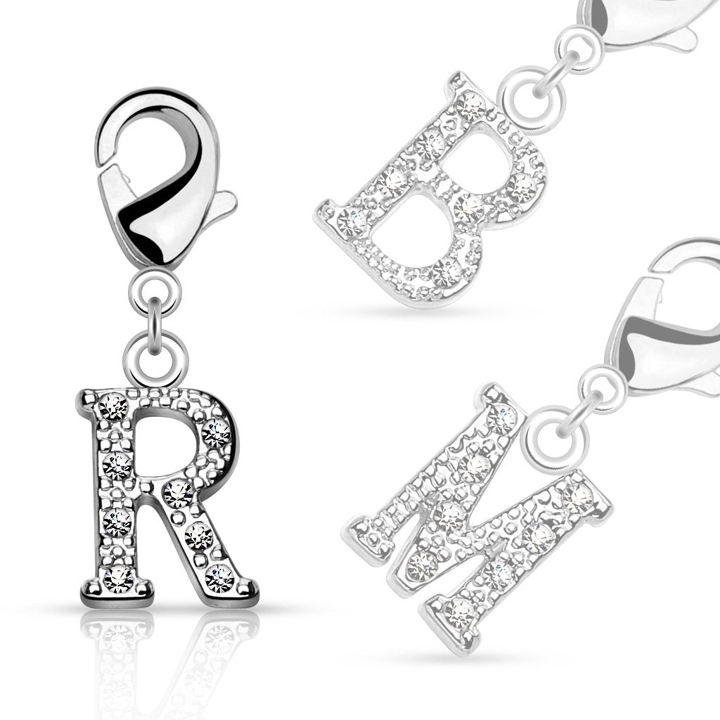 Custom Letter Belly Button Ring - Clear